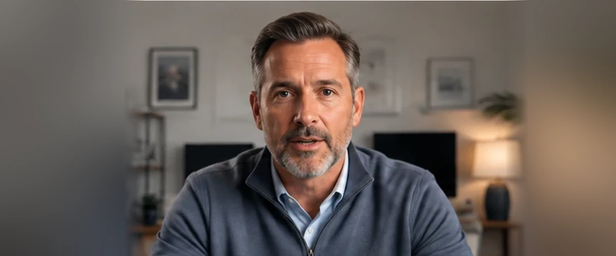 Illustrative financial advisor in an ordinary office recording